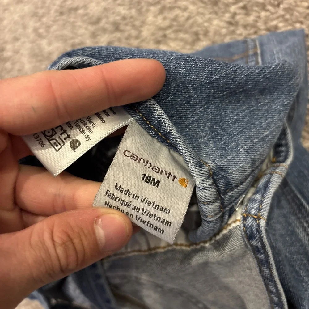 Carhartt Kids Denim Bib Overalls Toddler 18m Adjustable Straps Snap Legs
